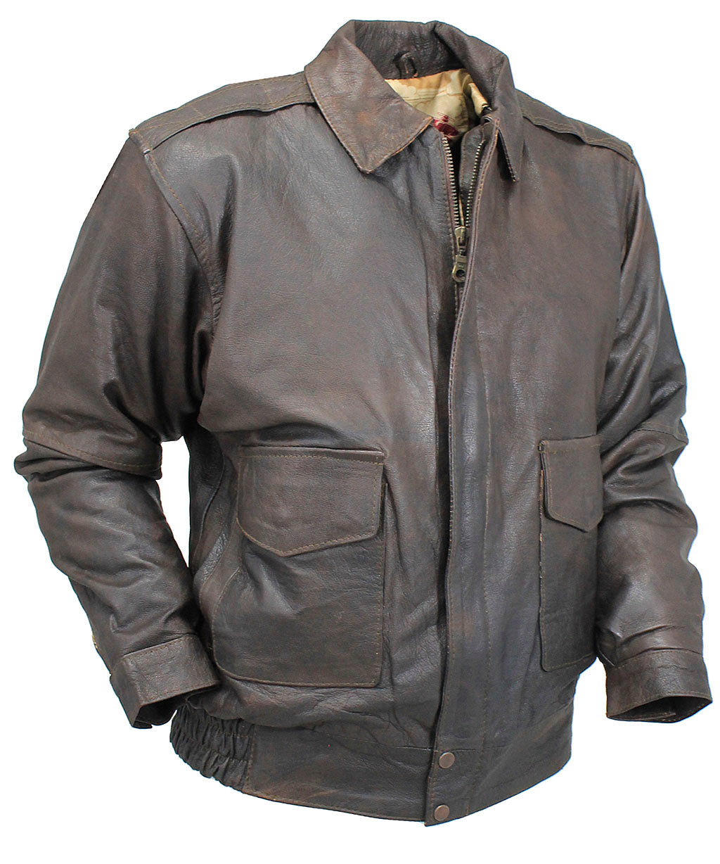 Economy Brown Leather A2 Bomber Jacket - Special #M9991N (S,M)