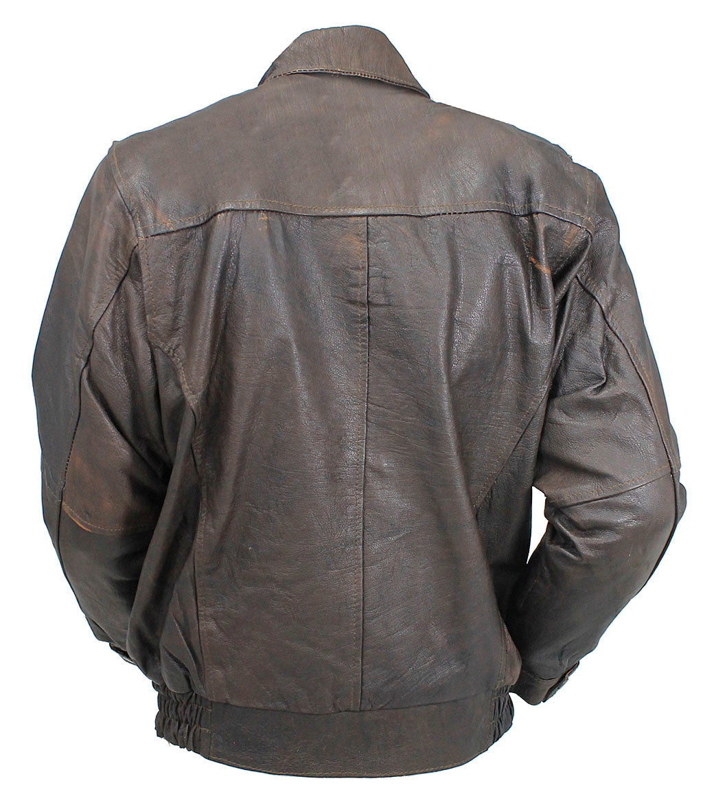Economy Brown Leather A2 Bomber Jacket - Special #M9991N (S,M)