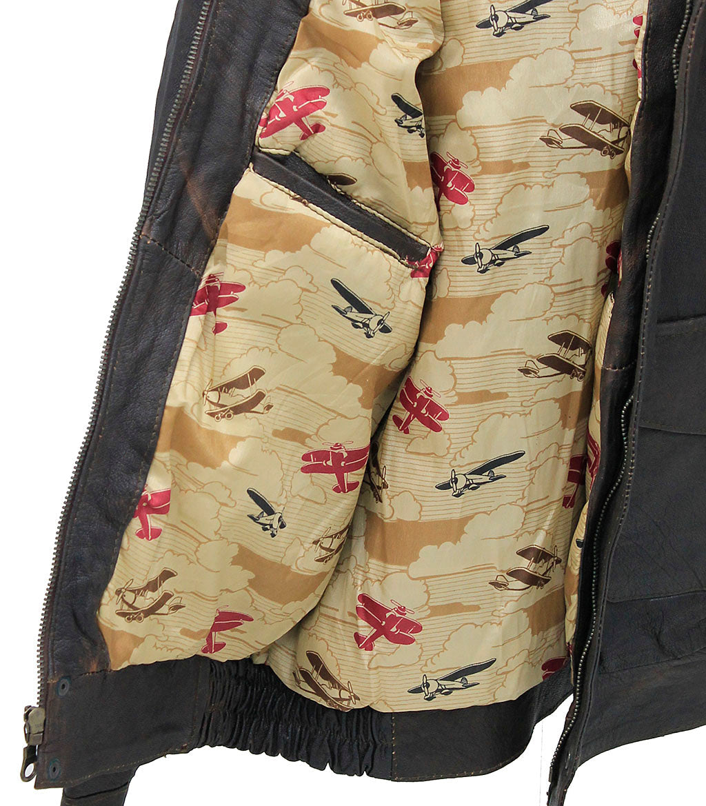 Economy Brown Leather A2 Bomber Jacket - Special #M9991N (S,M)