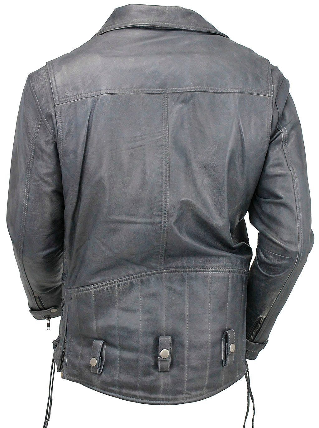 Men's Charcoal Gray Double Zip MC Leather Jacket #MA24800GGY