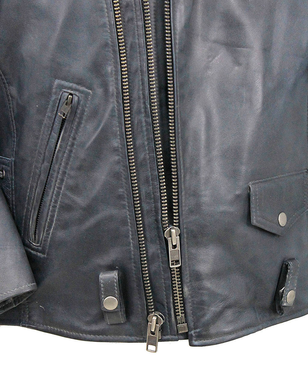 Men's Charcoal Gray Double Zip MC Leather Jacket #MA24800GGY