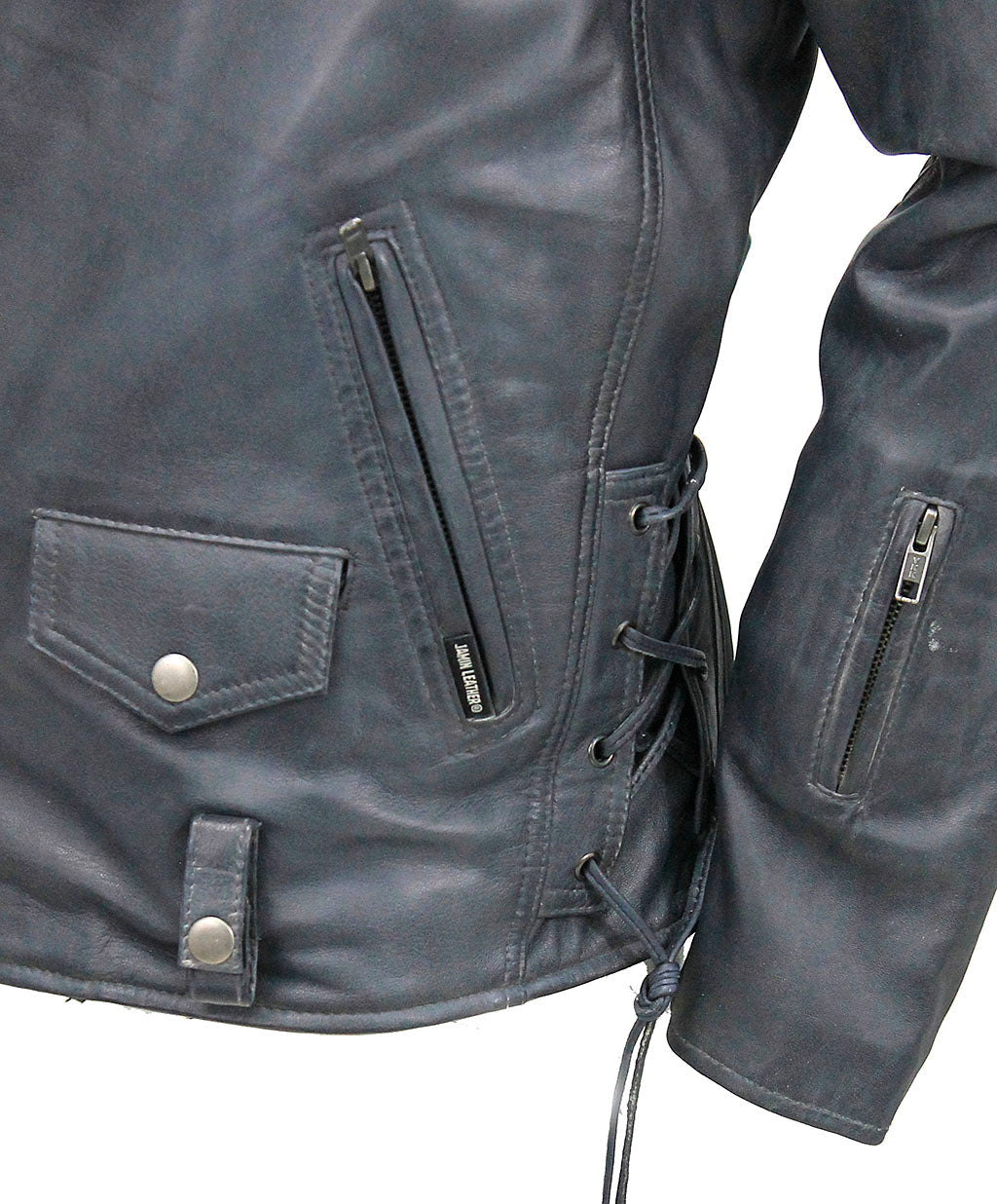 Men's Charcoal Gray Double Zip MC Leather Jacket #MA24800GGY