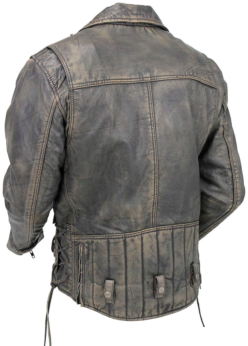 Men's Vintage Brown Double Zip MC Leather Jacket #MA24803GN