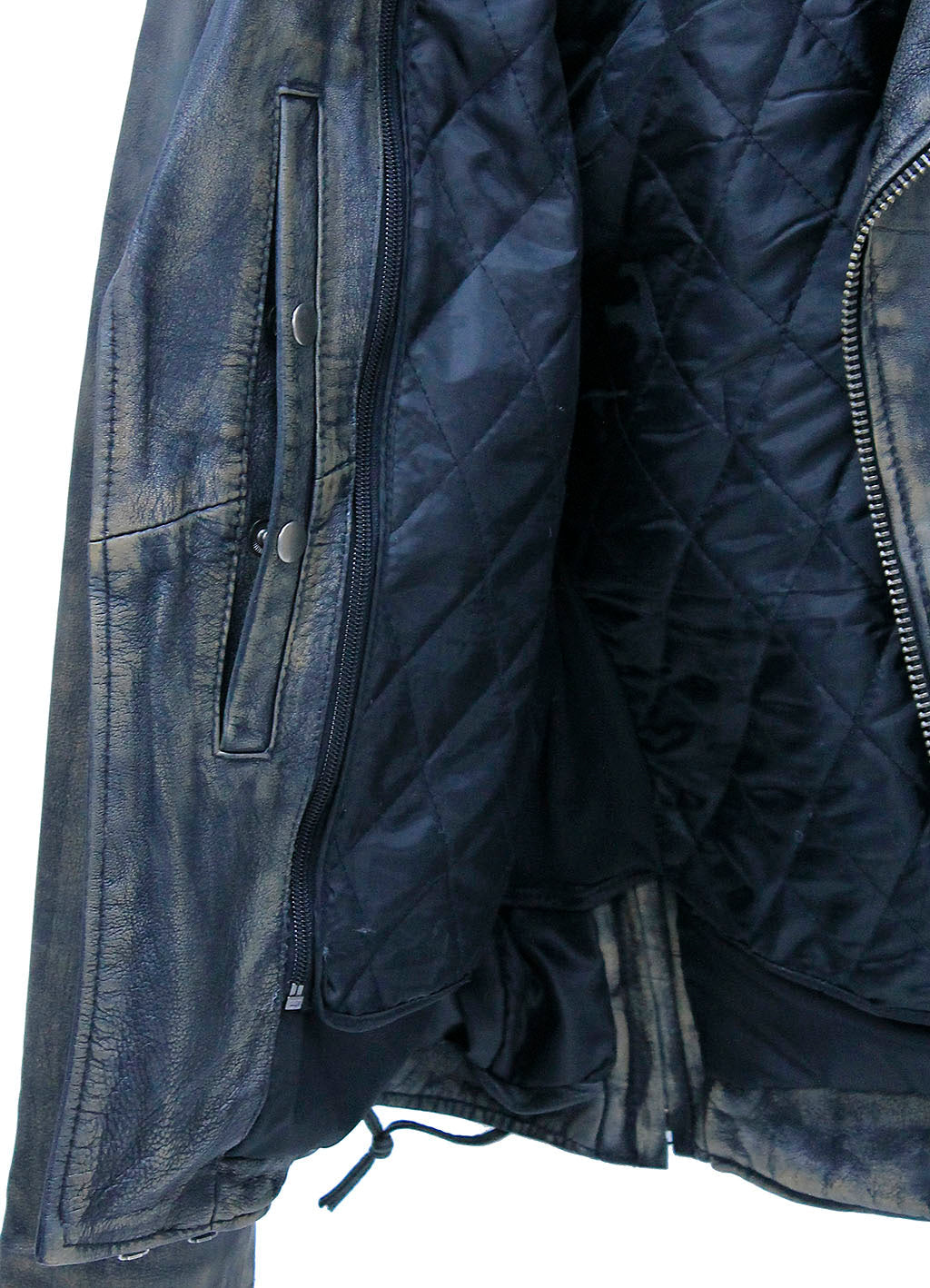 Men's Vintage Brown Double Zip MC Leather Jacket #MA24803GN