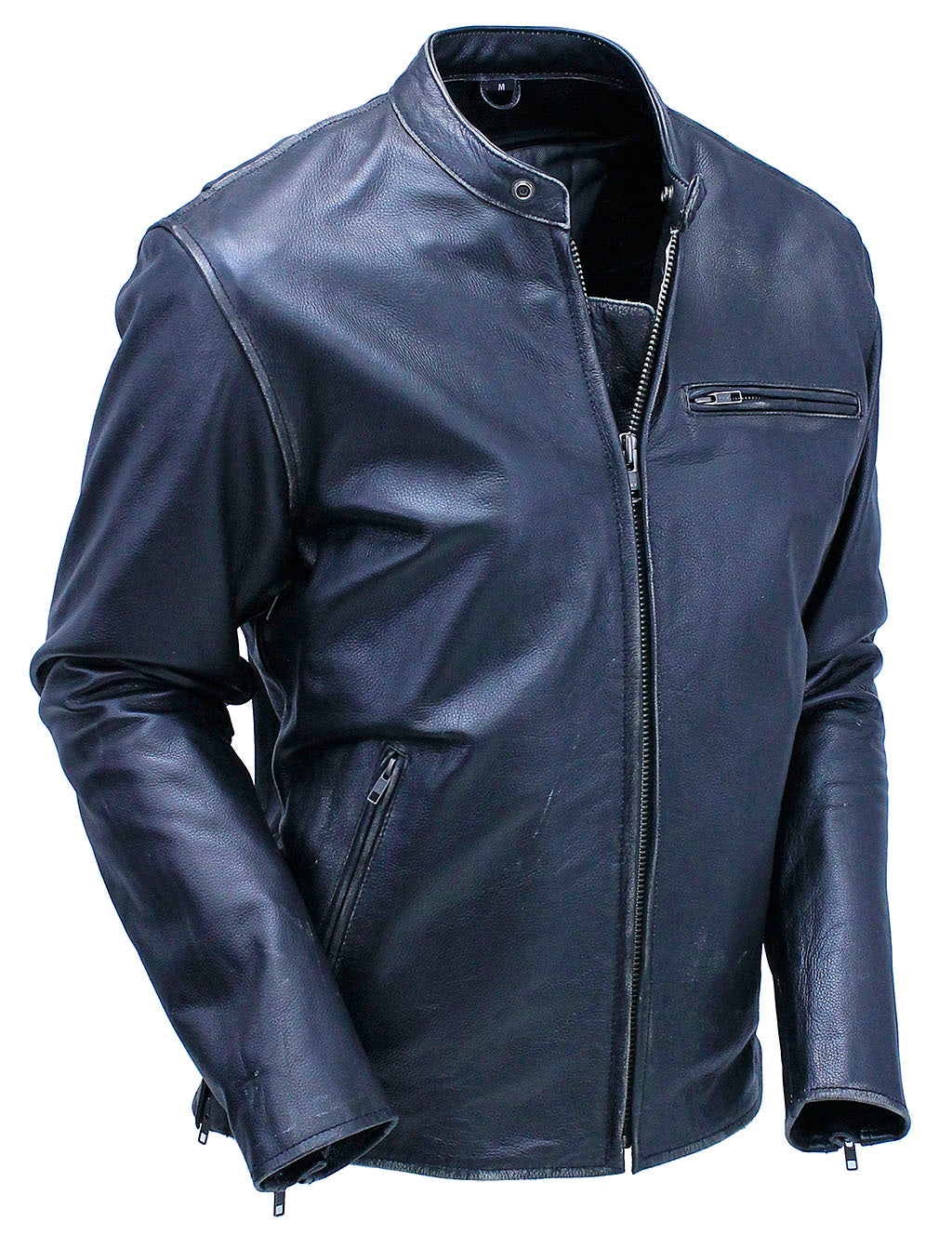 Vintage Black Concealed Pocket Motorcycle Jacket w/Vents #MA5020VZK