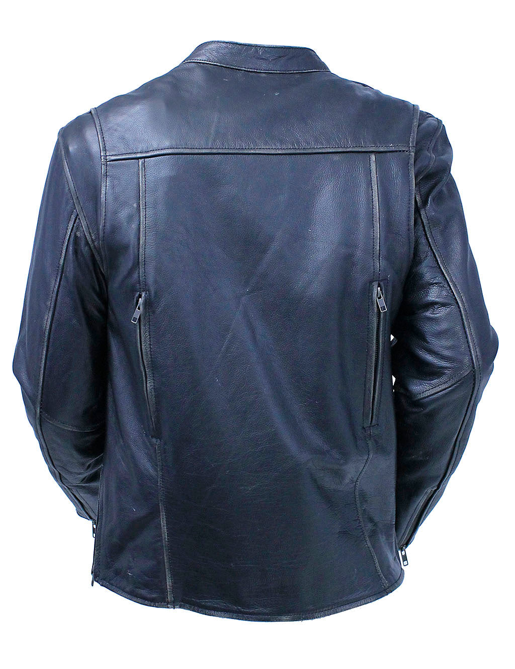 Vintage Black Concealed Pocket Motorcycle Jacket w/Vents #MA5020VZK