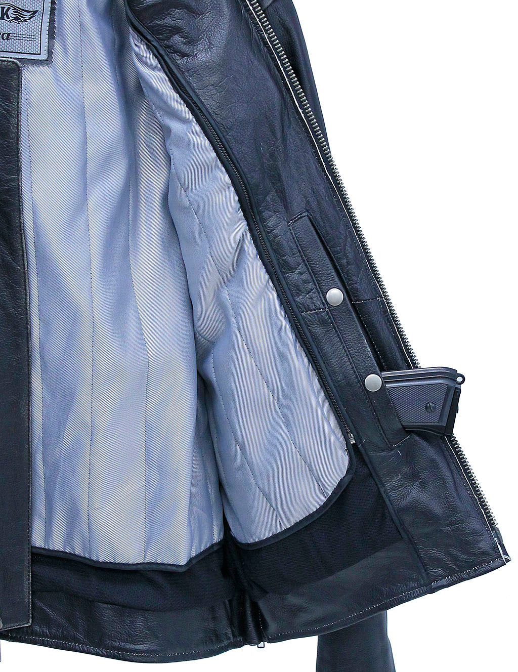 Vintage Black Concealed Pocket Motorcycle Jacket w/Vents #MA5020VZK
