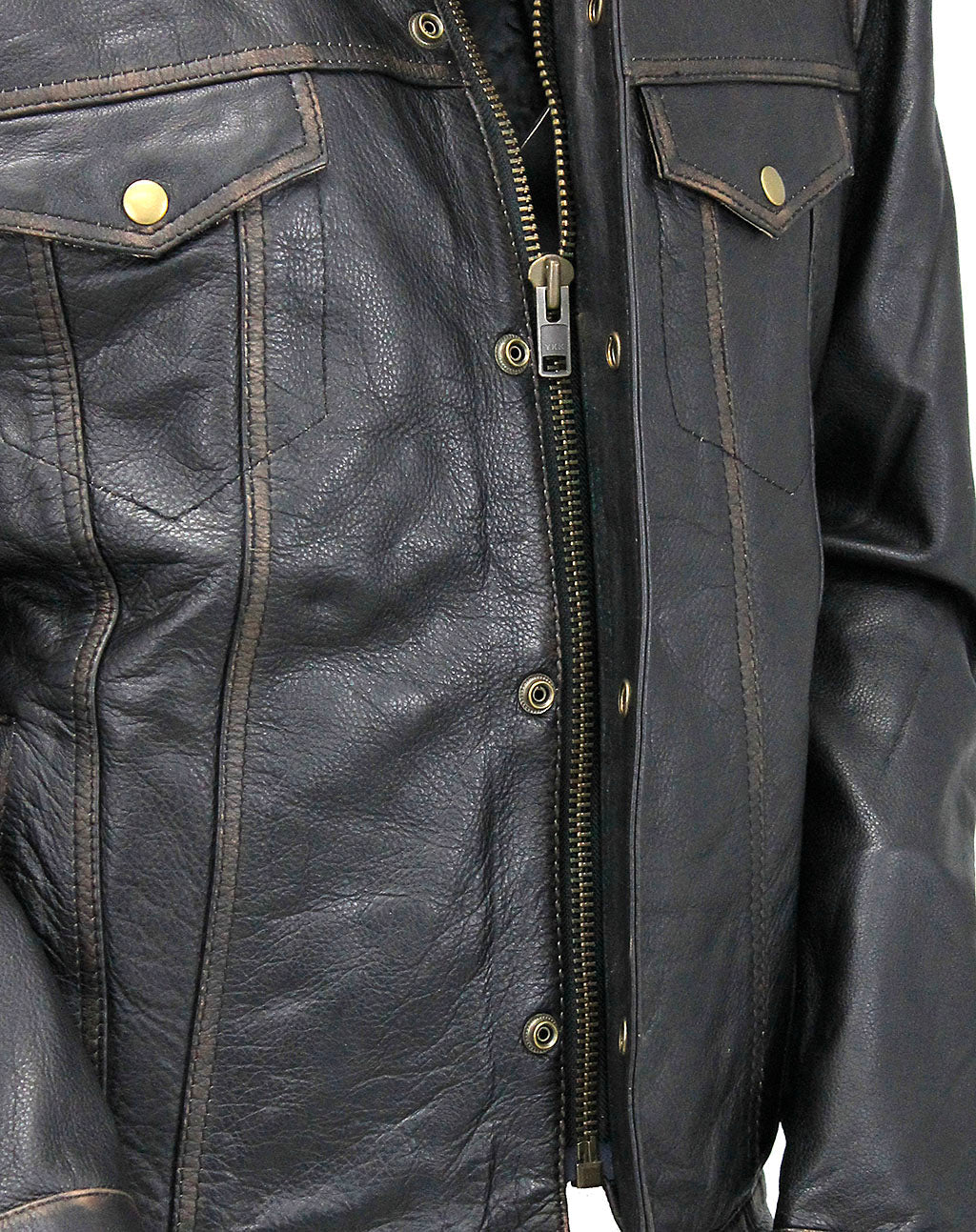 Men's Vintage Brown Vented trucker Jacket in Premium Buffalo Leather #MA66431GN