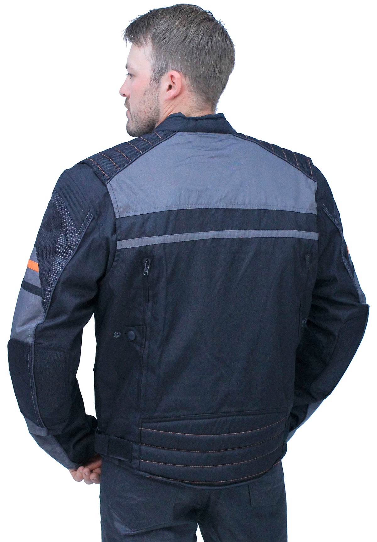 Men's Vented Gray Orange Textile Jacket with Armor #MC360316AZV