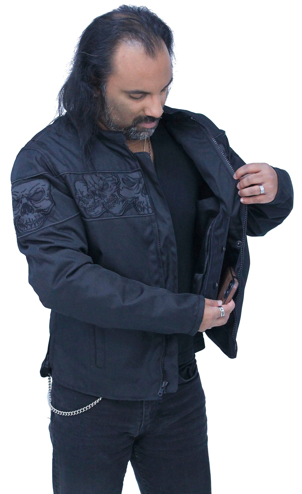 Men's Lightweight Reflective Skull Jacket w/Vents & Concealed Pockets #MC36260SK