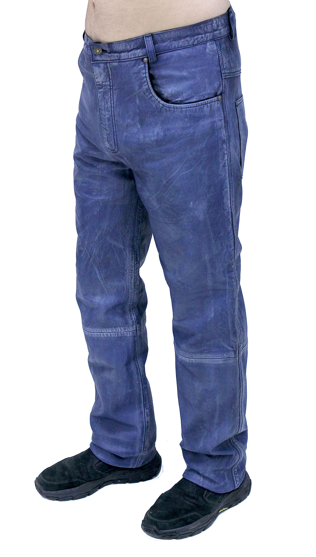 Men's Hand Antiqued Leather Blue Jeans #MP5935U