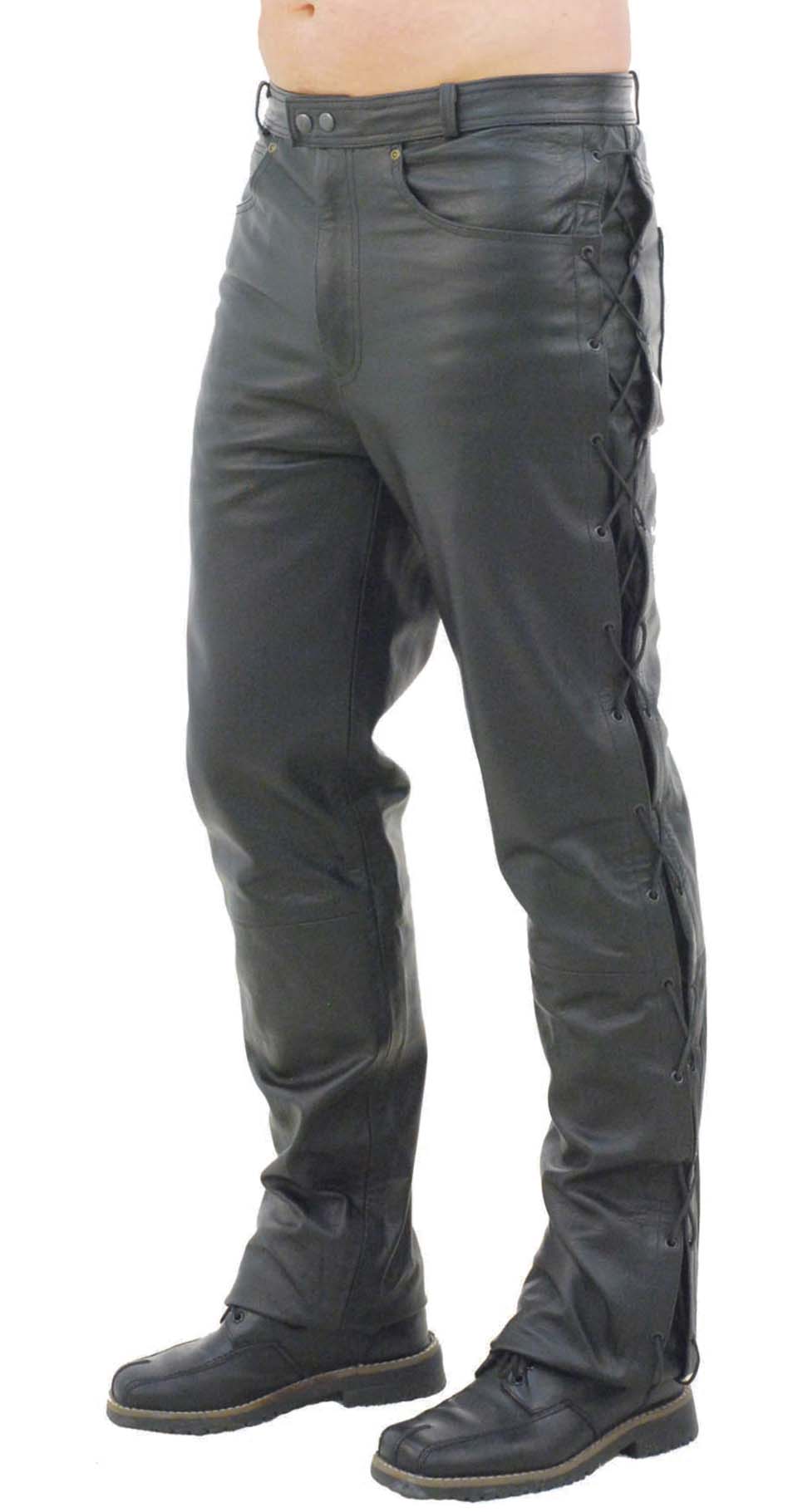 Men's Leather Pants w/Side Lacing #MP751L ()