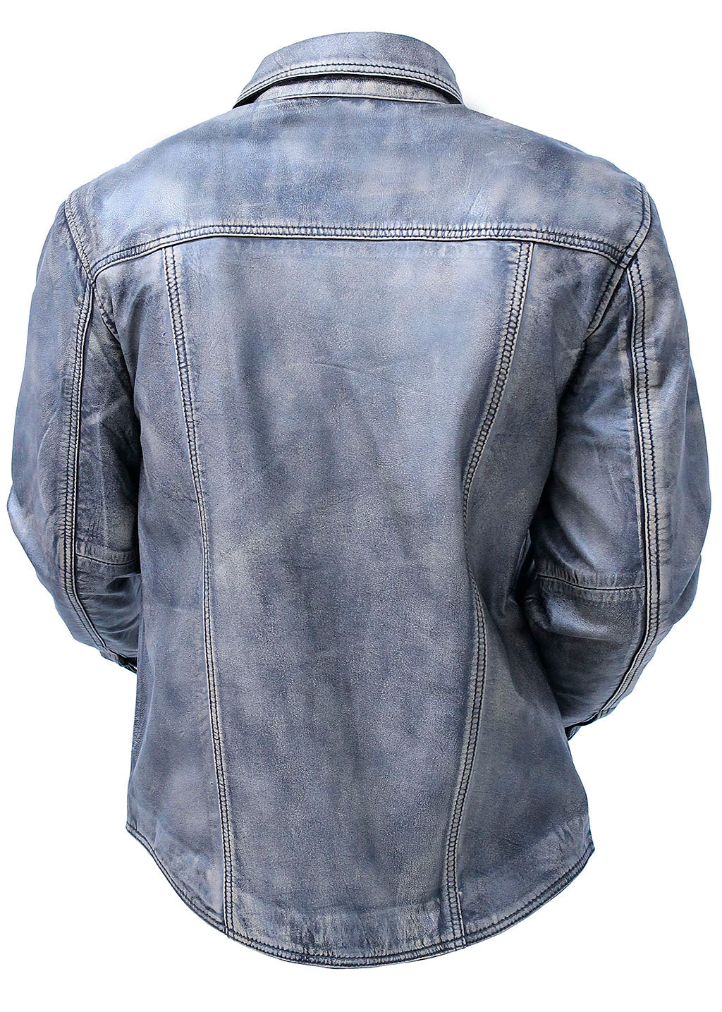 Men's Leather Shirt in Taupe/Black Vintage Lambskin #MS24807GK