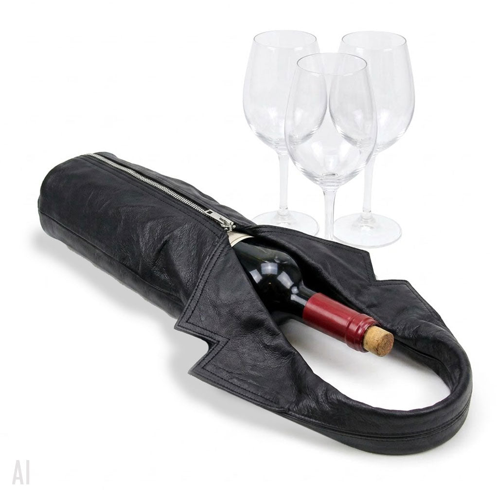 Leather Vest Wine Bottle Carrier Bag Tote #P251104WINE