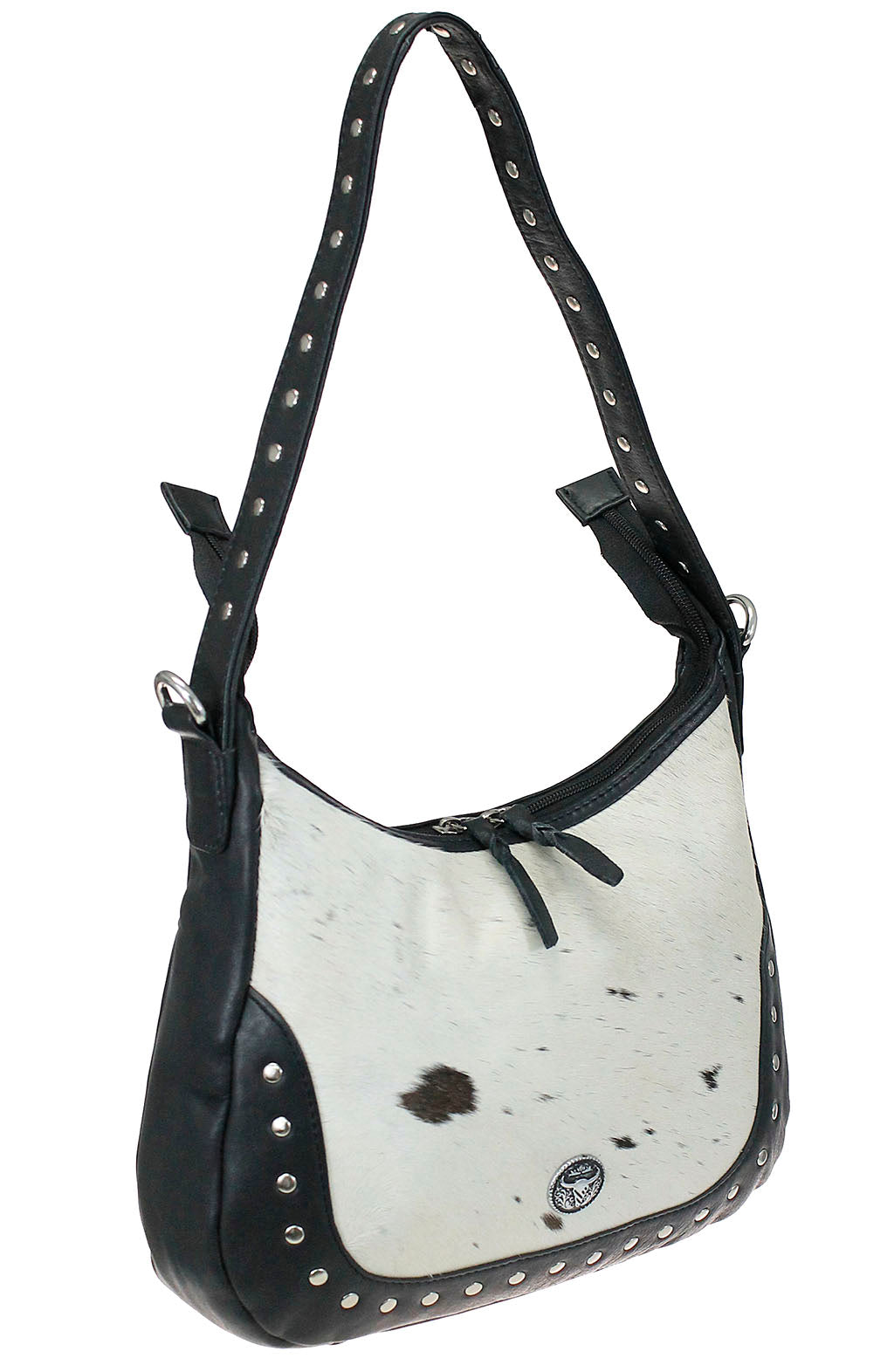 Black Hair-on Heavy Leather Purse with Studding #P26216HK