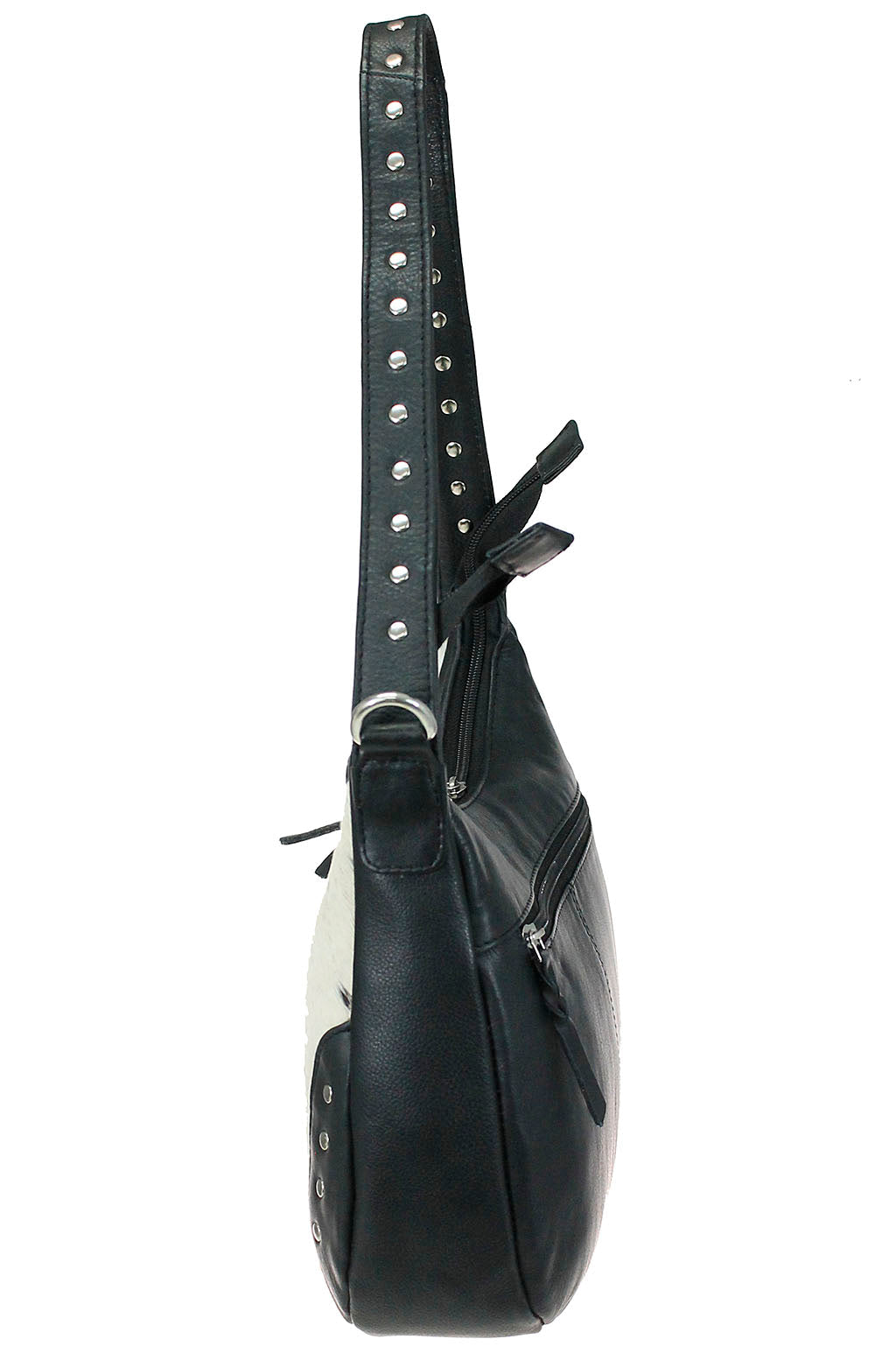 Black Hair-on Heavy Leather Purse with Studding #P26216HK