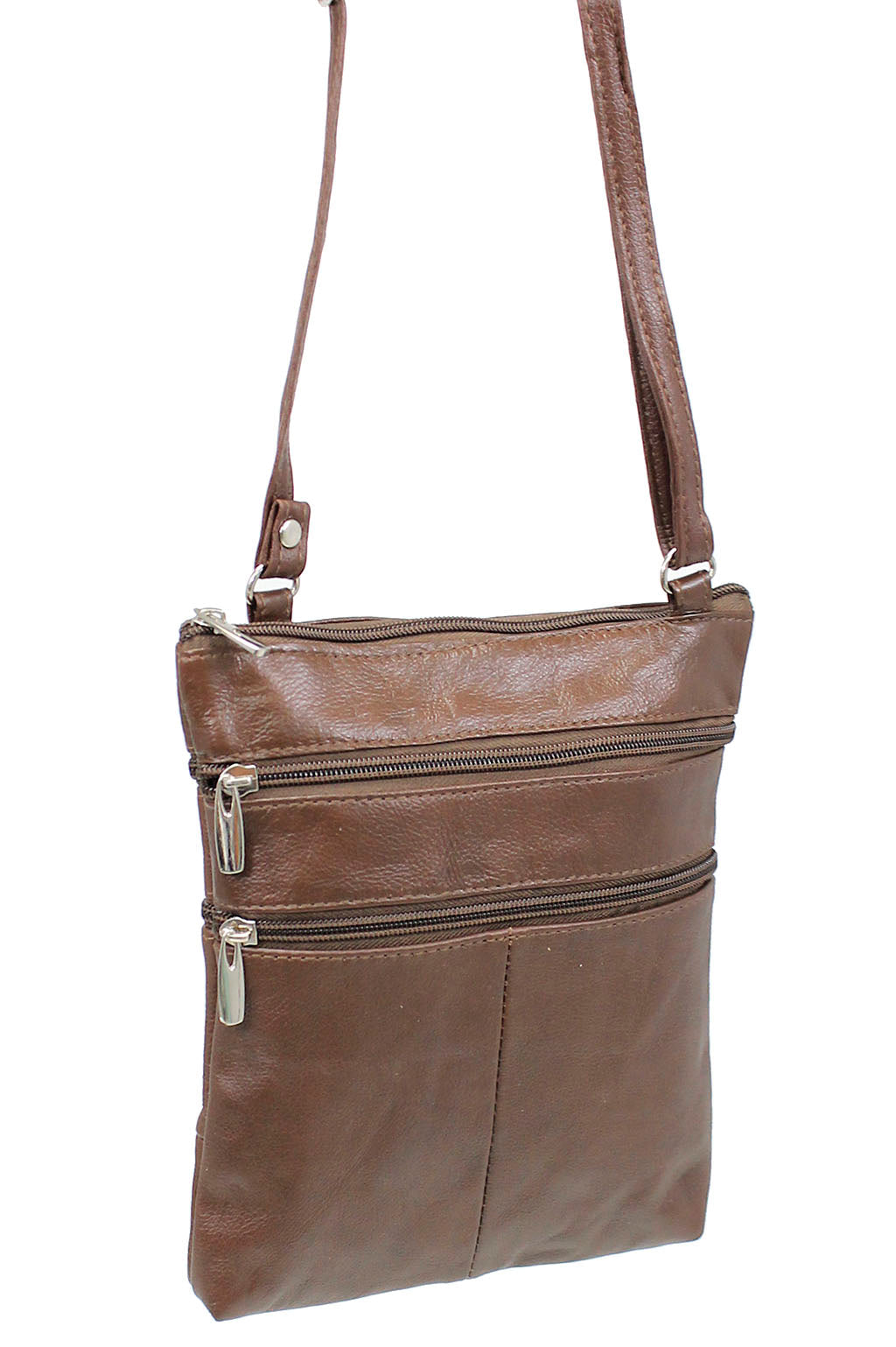 5 Pocket Brown Leather Cross Body Bag  #P30031N