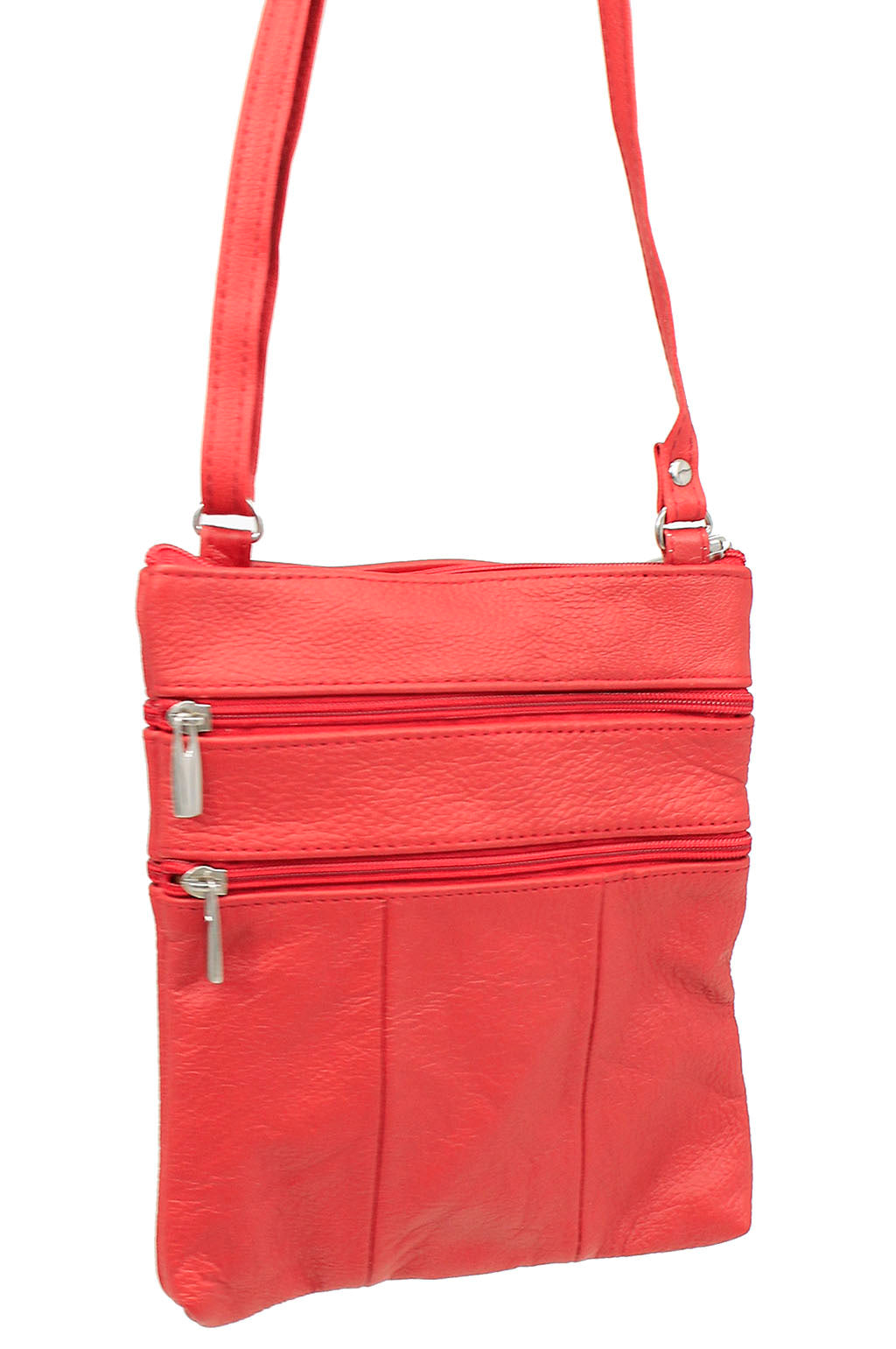 5 Pocket Red Leather Cross Body Bag  #P30036R