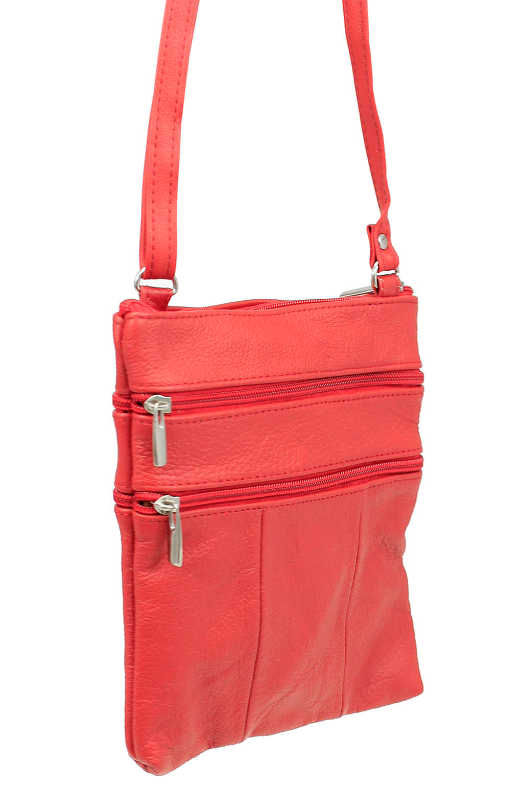 5 Pocket Red Leather Cross Body Bag  #P30036R