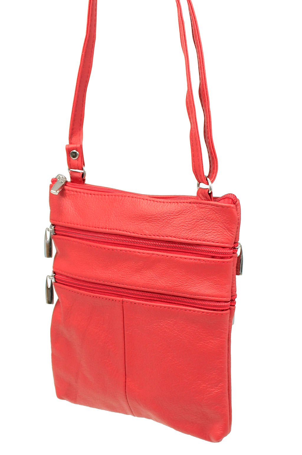 5 Pocket Red Leather Cross Body Bag  #P30036R