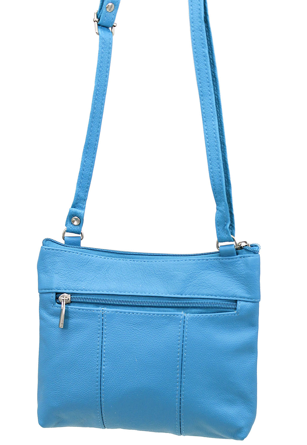 3 Zipper Turquoise Leather Compact Purse #P30049TQ