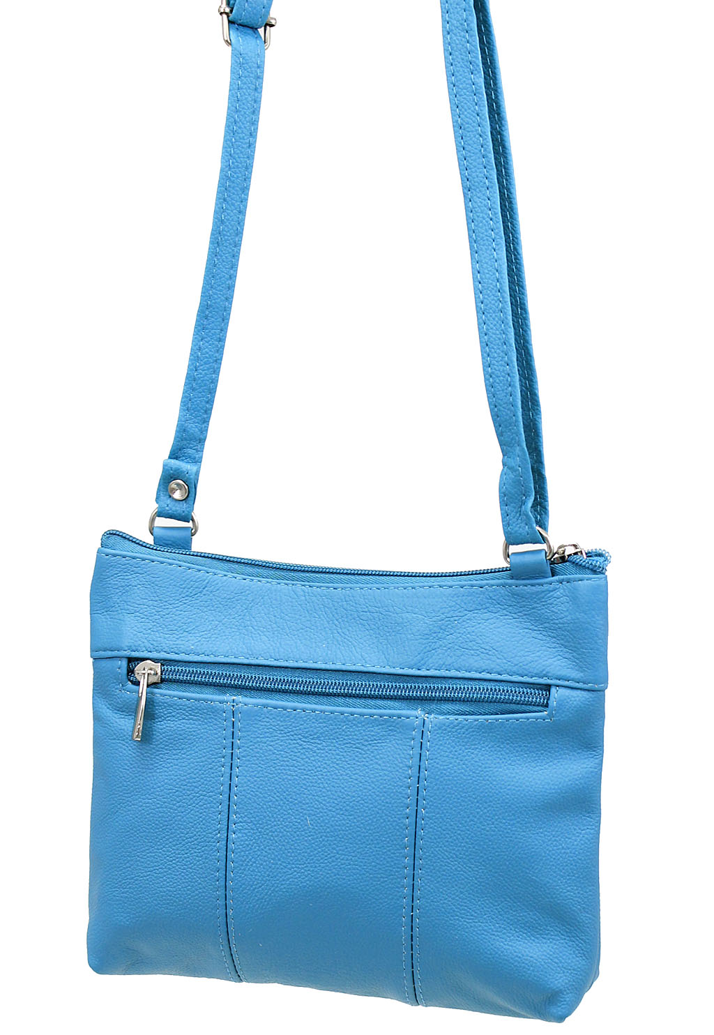 3 Zipper Turquoise Leather Compact Purse #P30049TQ