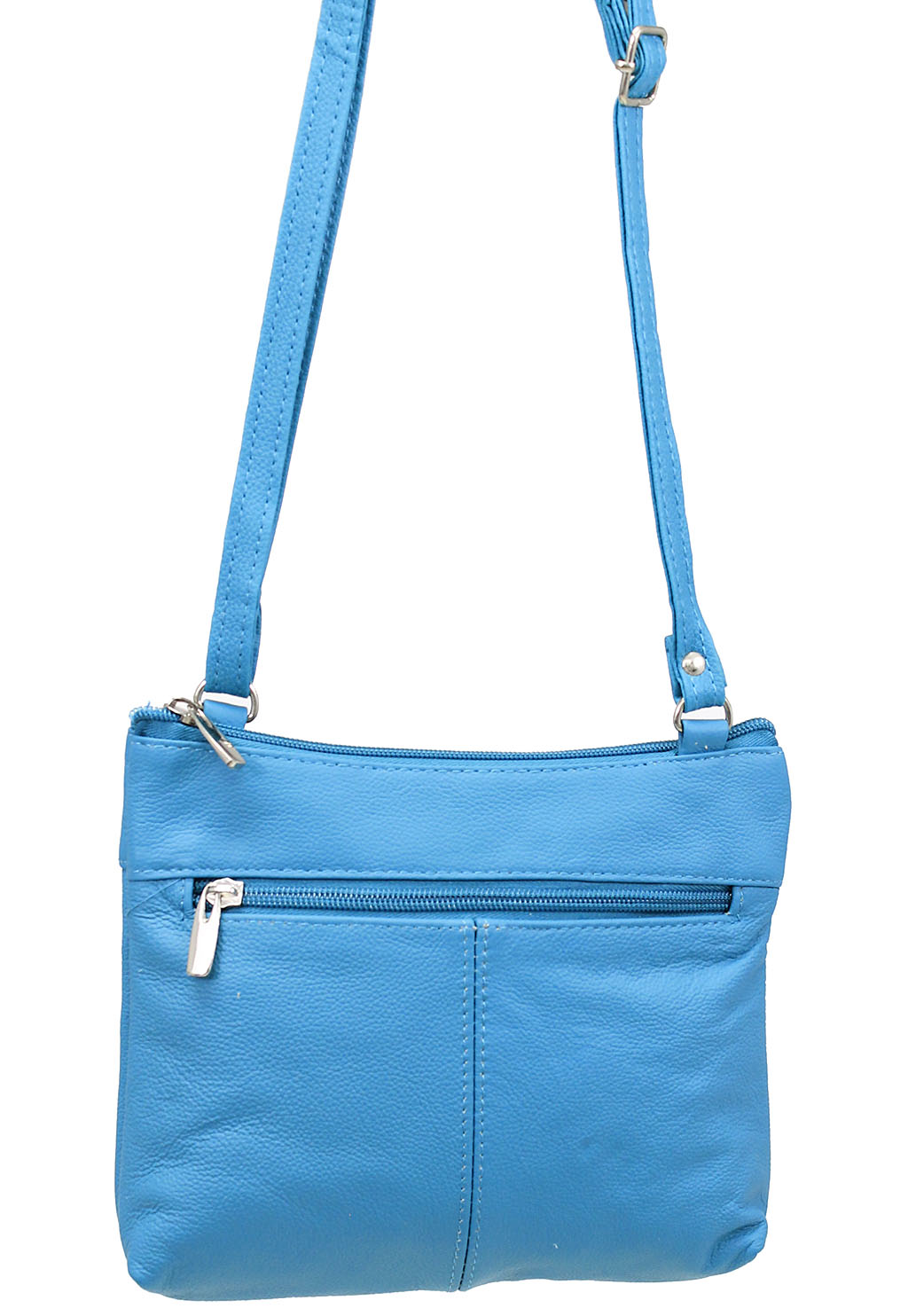 3 Zipper Turquoise Leather Compact Purse #P30049TQ