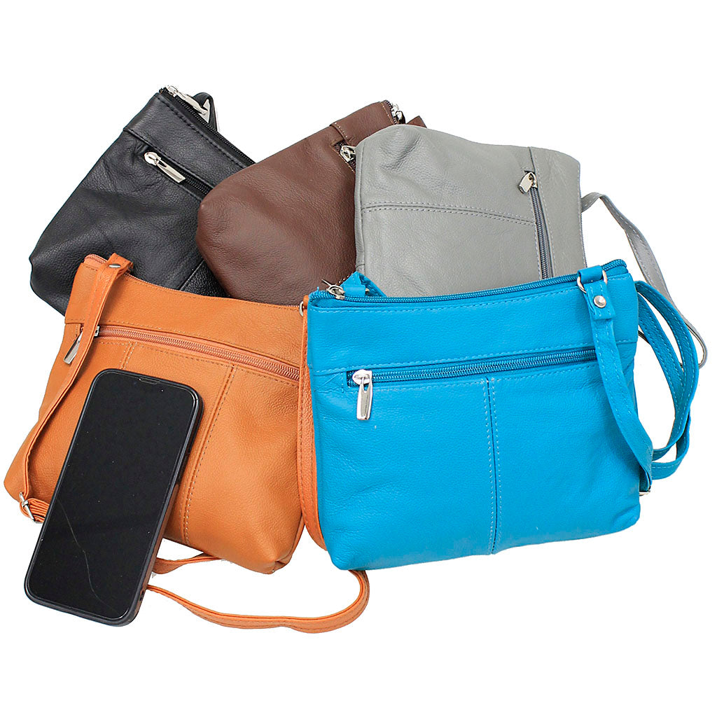 3 Zipper Turquoise Leather Compact Purse #P30049TQ