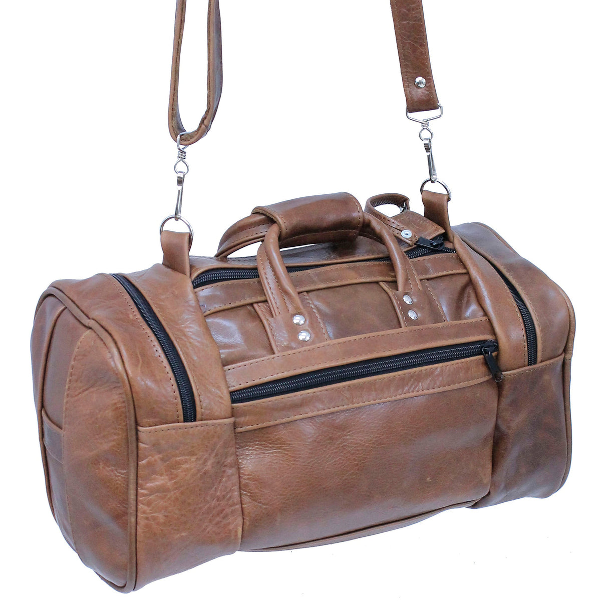 Vintage Brown Leather Duffel Bag, Large Travel Gym Overnight Weekender #P3102DN