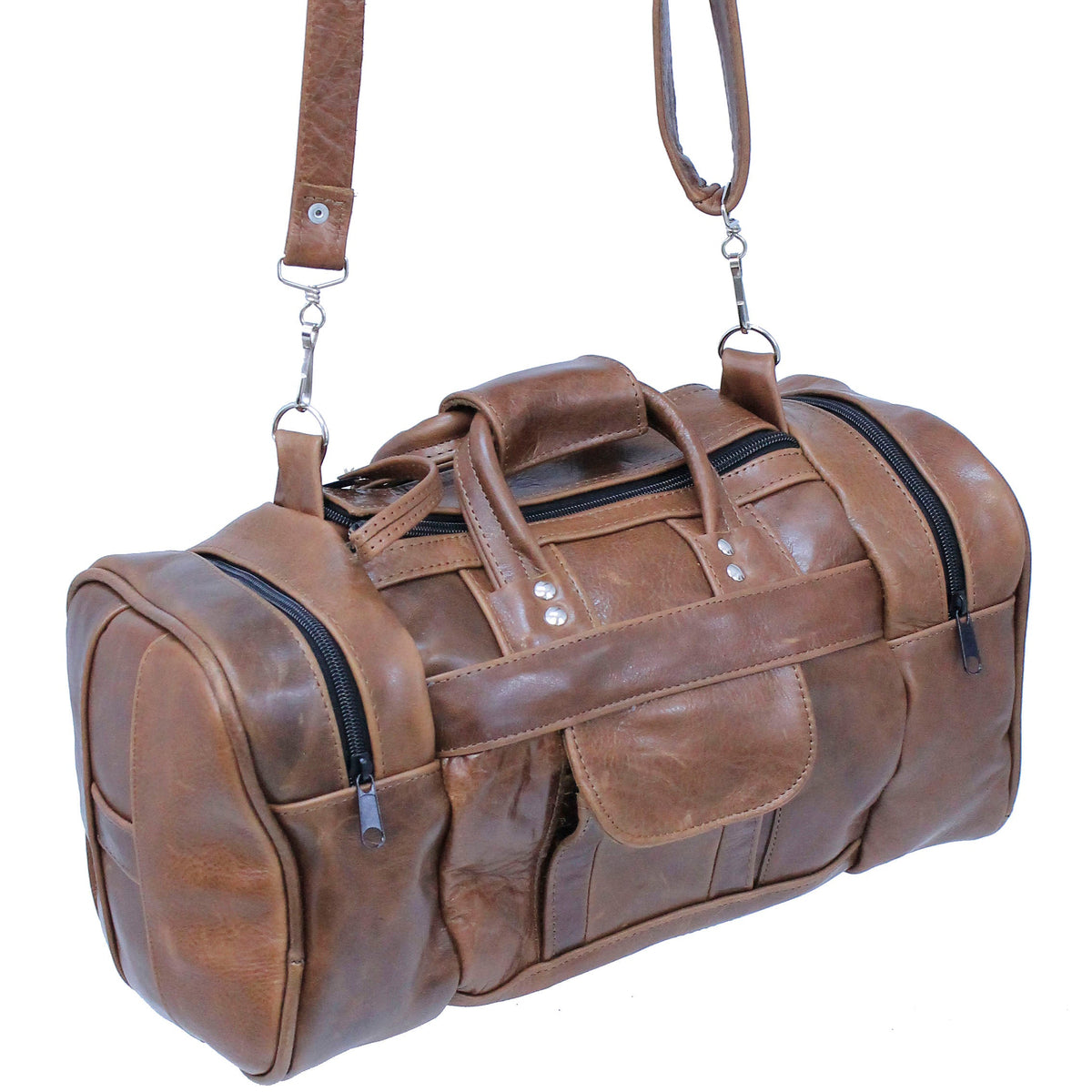 Vintage Brown Leather Duffel Bag, Large Travel Gym Overnight Weekender #P3102DN