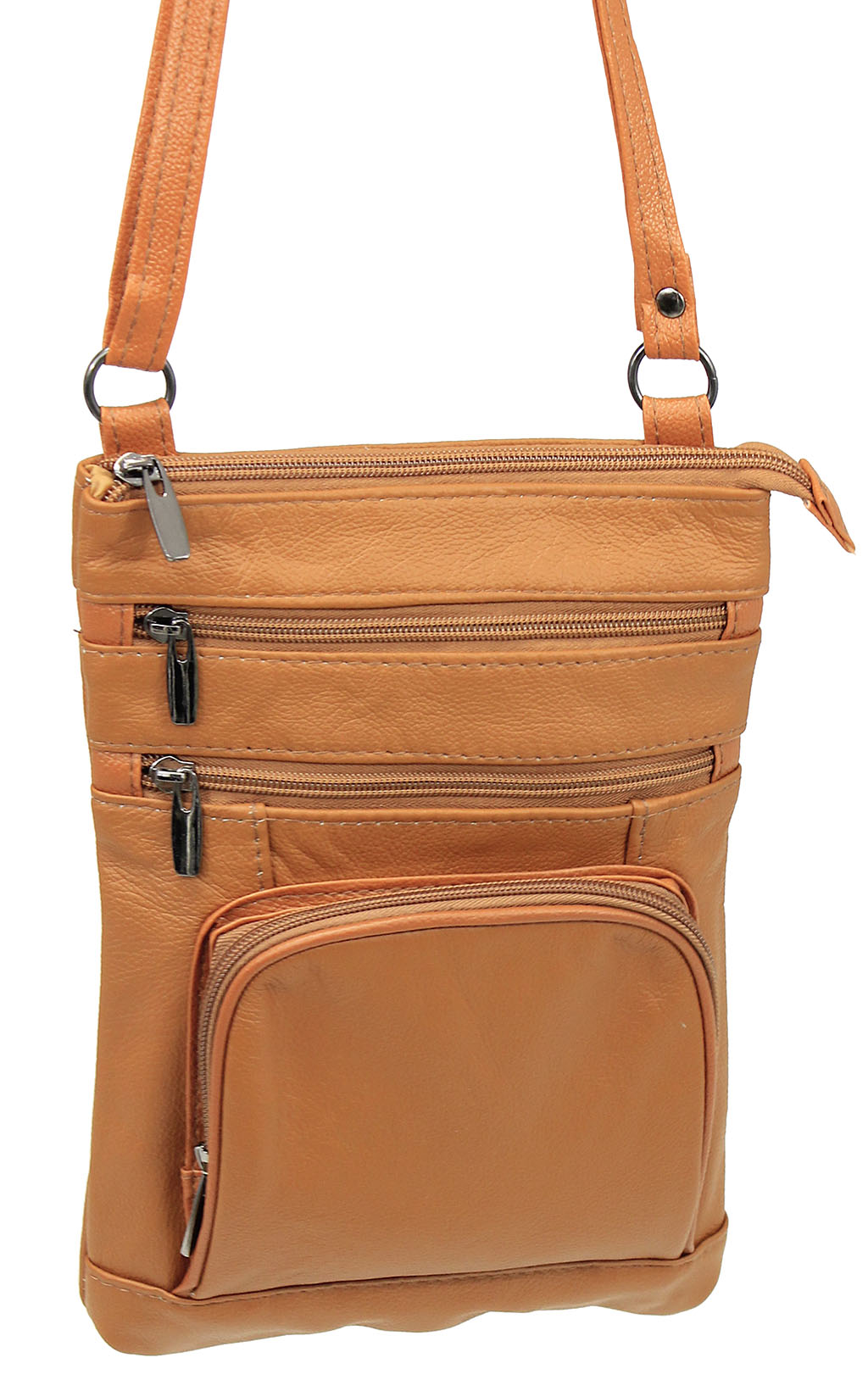 10'' Large Light Brown Leather Cross Body Bag Purse #P3791XLN