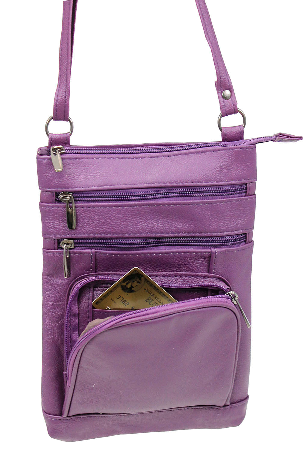 10'' Large Purple Leather Cross Body Bag Purse #P3794XPU