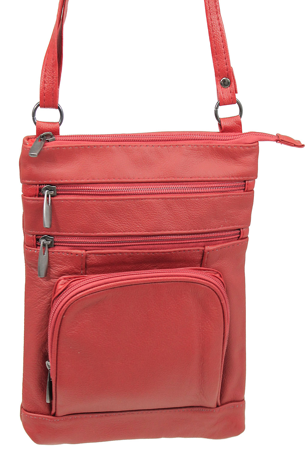10'' Large Red Leather Cross Body Bag Purse #P3796XR
