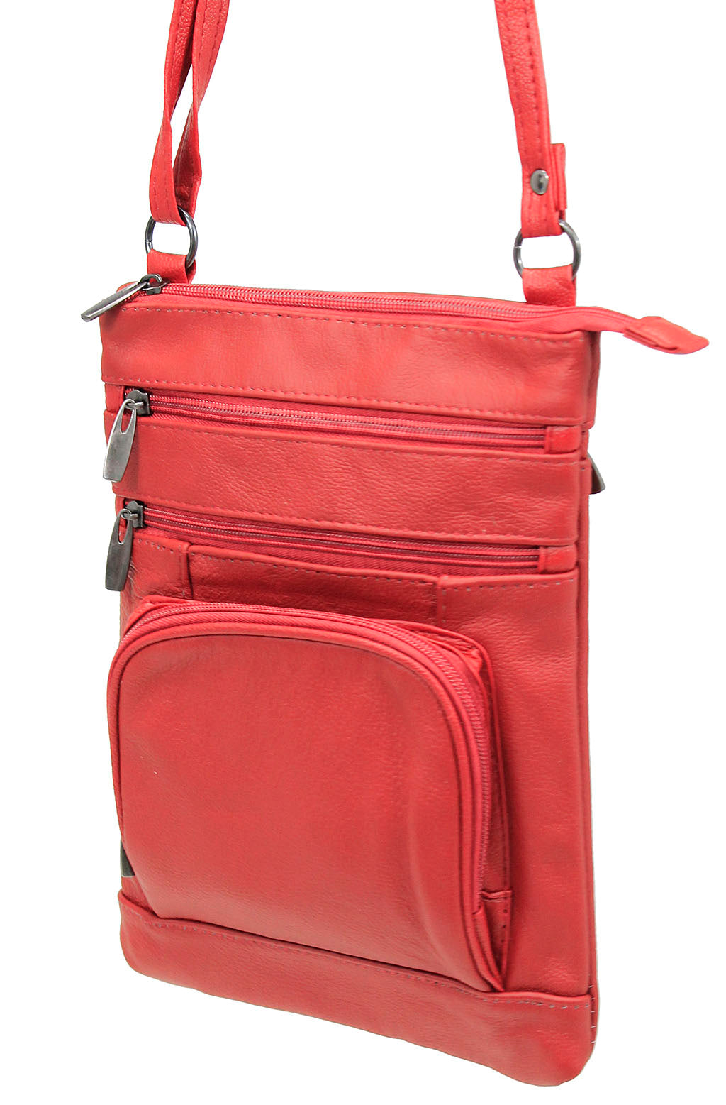 10'' Large Red Leather Cross Body Bag Purse #P3796XR