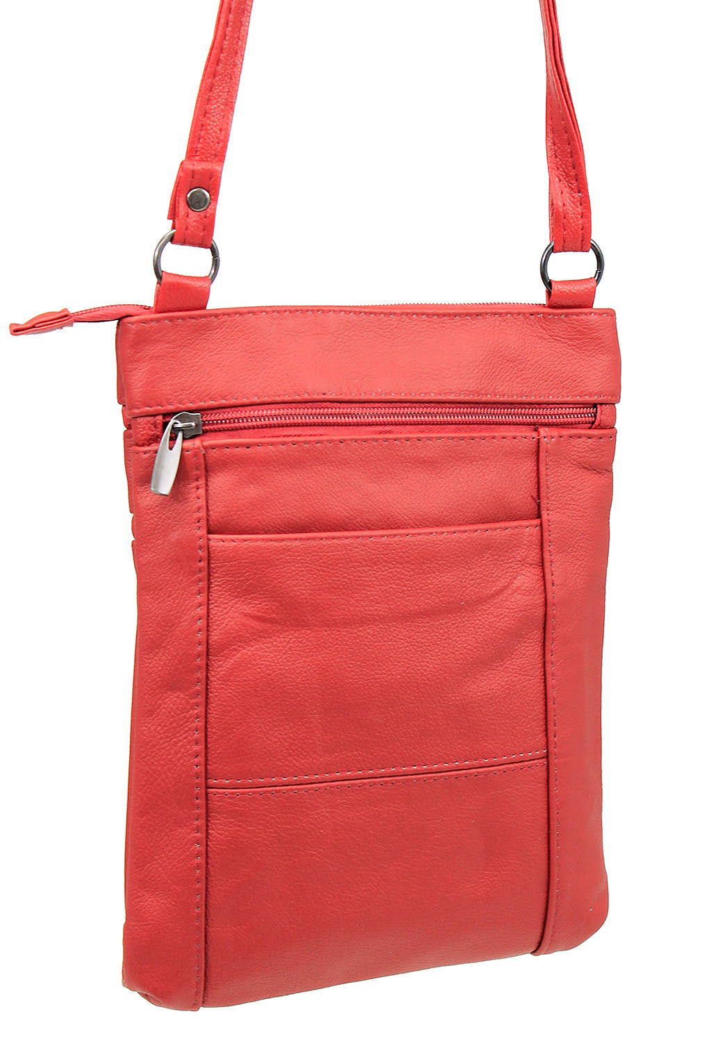 10'' Large Red Leather Cross Body Bag Purse #P3796XR