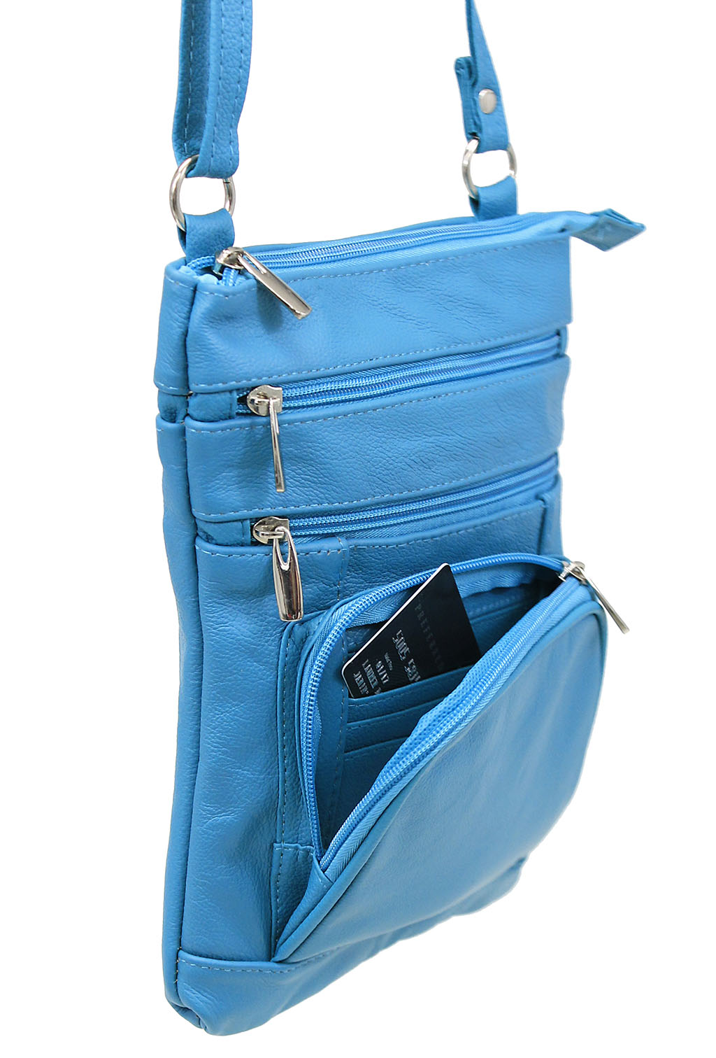 10'' Large Turquoise Leather Cross Body Bag Purse #P3799XTQ