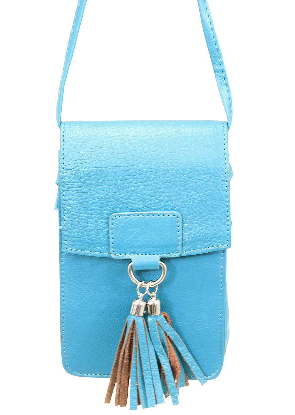 Turquoise Leather Cross Body Phone Case with Tassel #P5069FTQ