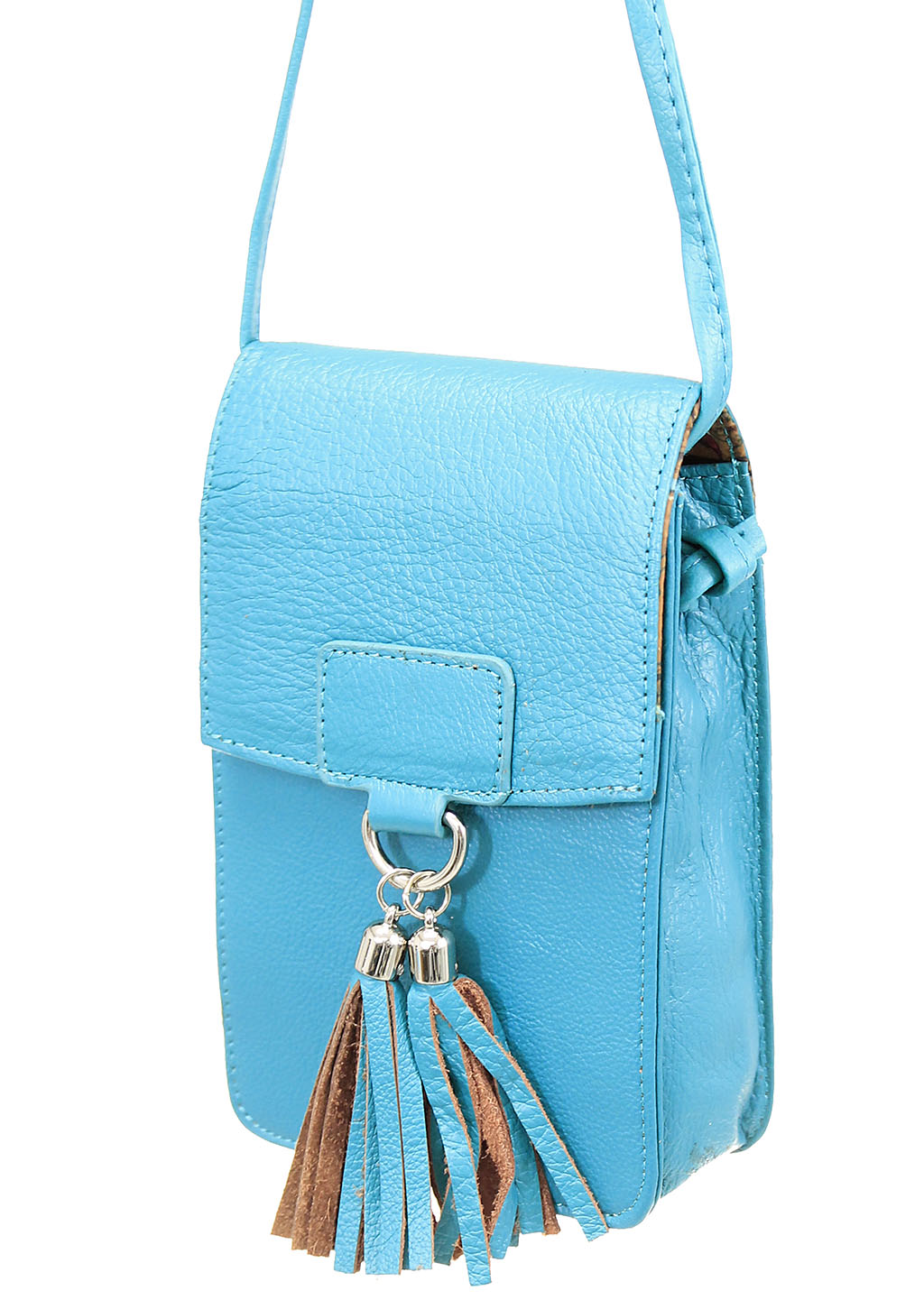 Turquoise Leather Cross Body Phone Case with Tassel #P5069FTQ