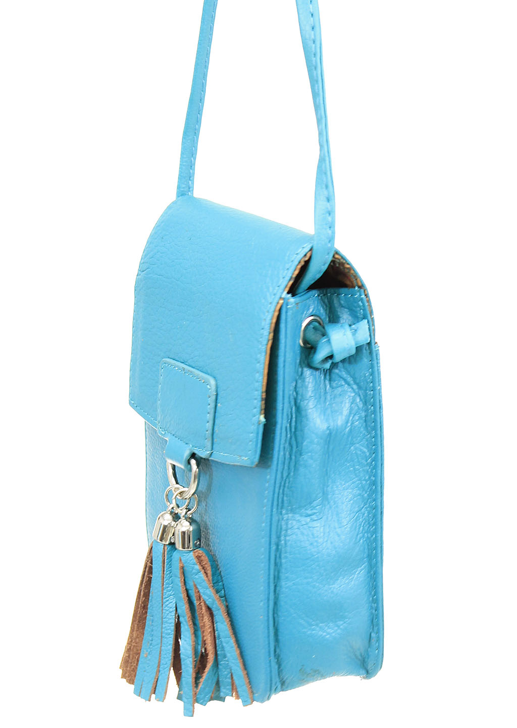 Turquoise Leather Cross Body Phone Case with Tassel #P5069FTQ