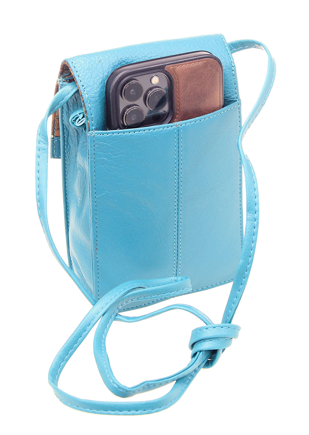 Turquoise Leather Cross Body Phone Case with Tassel #P5069FTQ