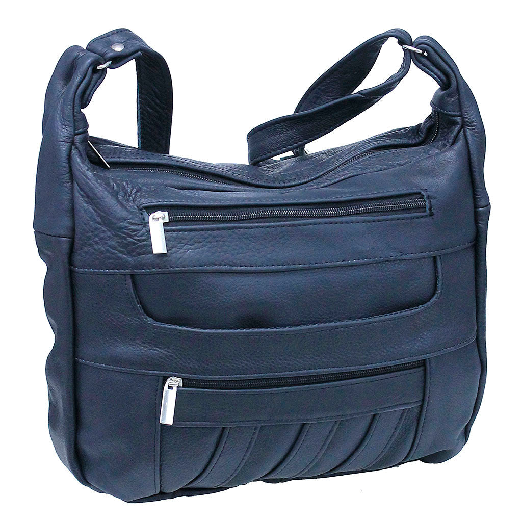 Classic Large Black Leather Purse with Adjustable Strap #P5220K