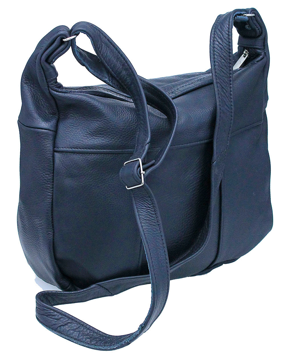 Classic Large Black Leather Purse with Adjustable Strap #P5220K