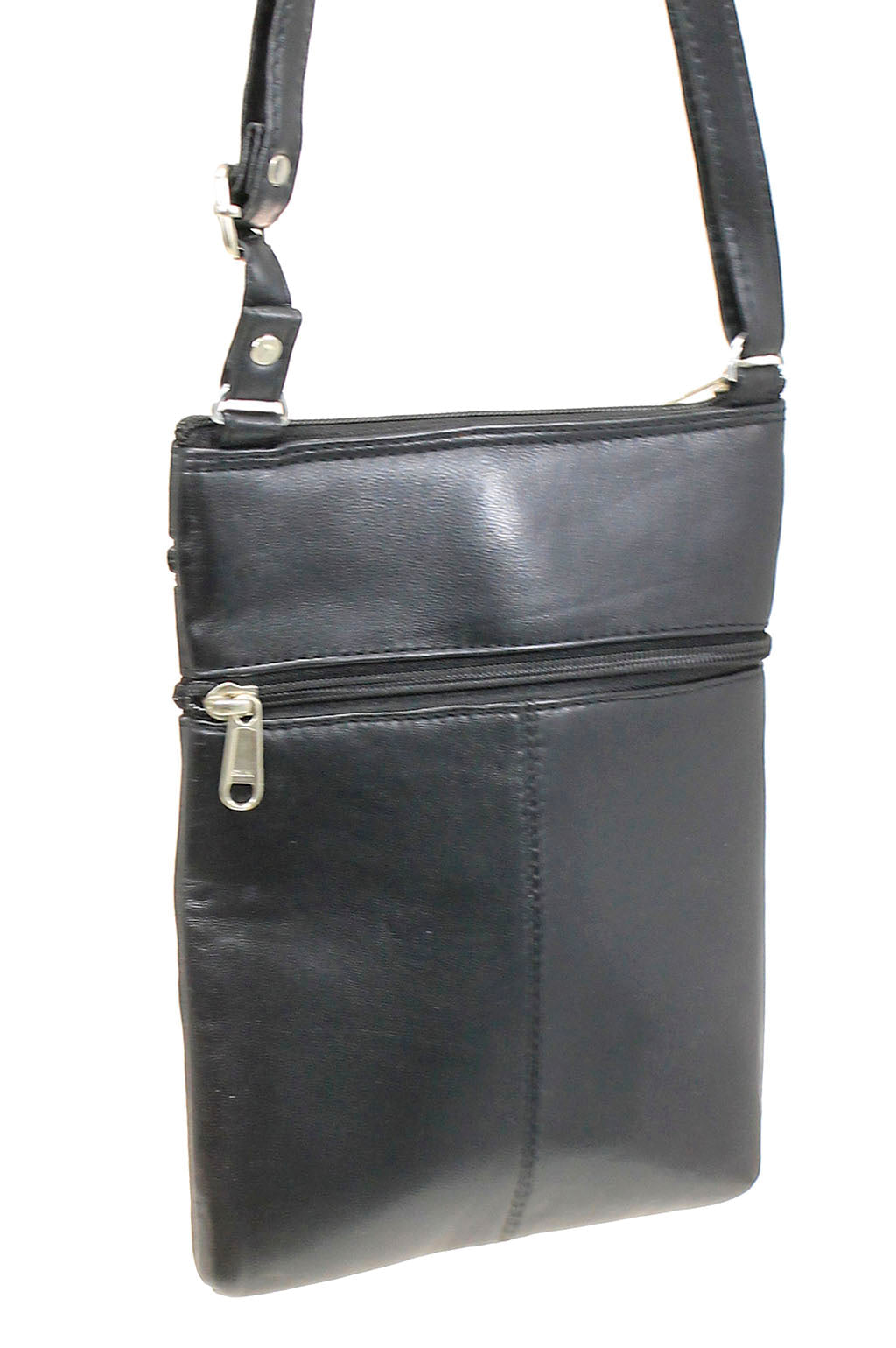 Black Soft Leather Cross Body Bag #P81K