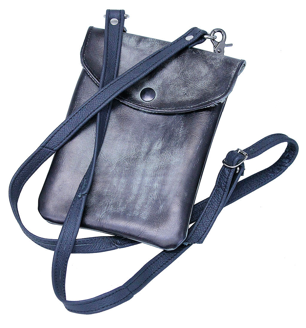 Large Hand Antiqued Gray Leather Clip Pouch #PKK2304TGY