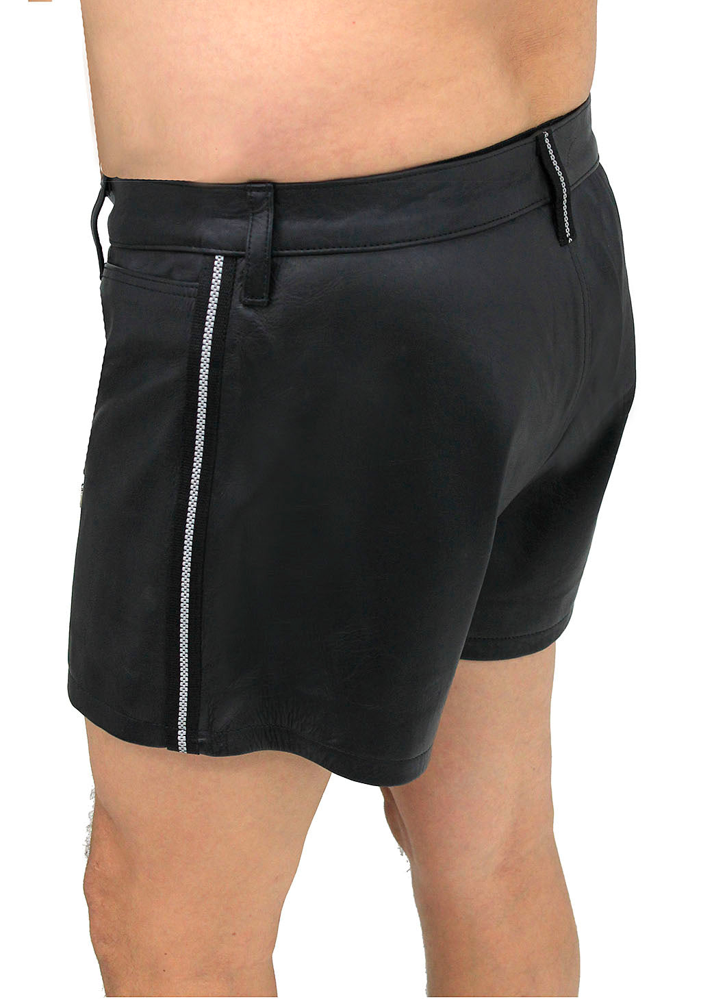 Men's Ultra Premium Leather Shorts w/Side Stripes #SHM1072RK