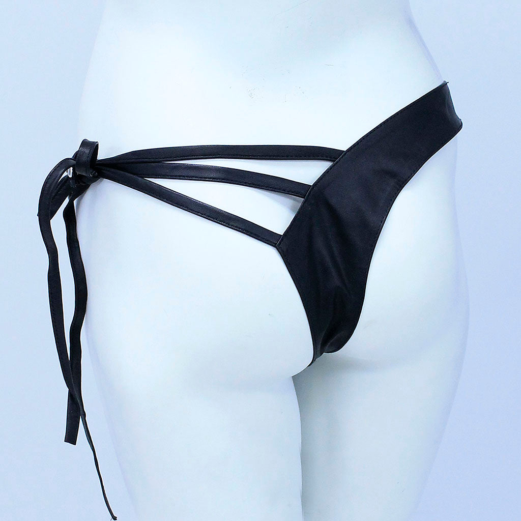 Triple Strap Studded Leather Thong #UGT1142K