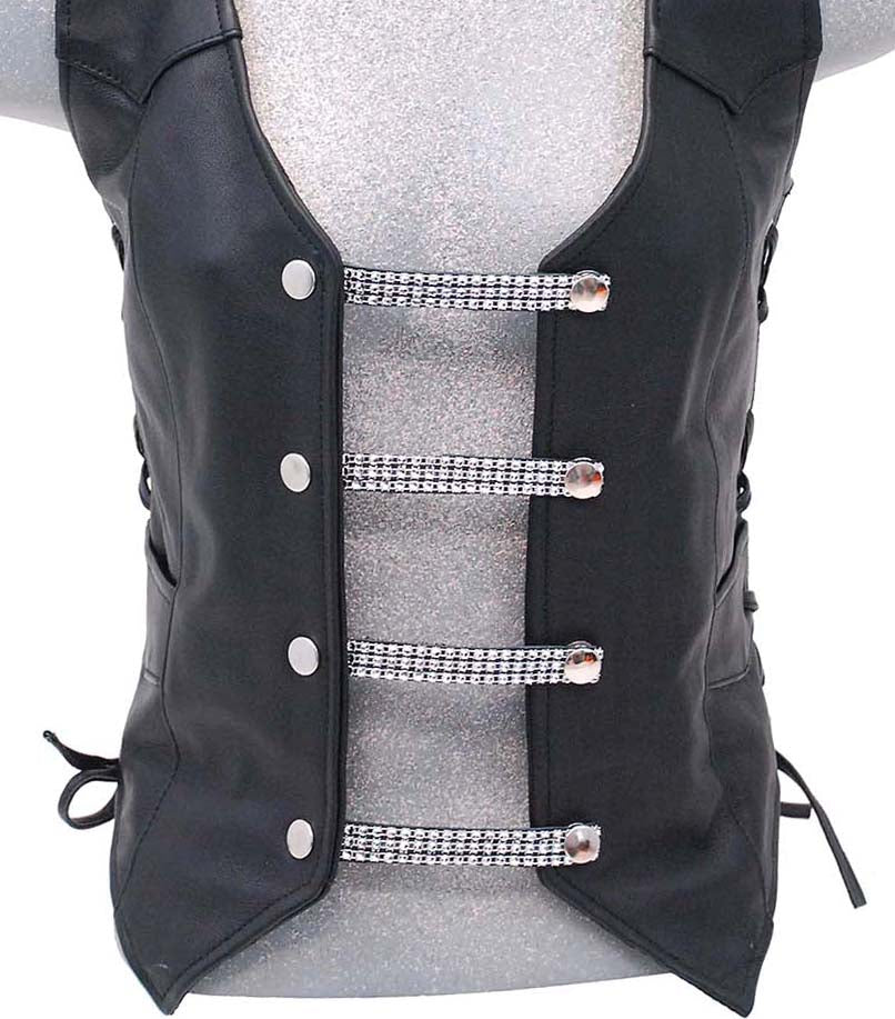 Jamin Leather and Shimmering Chrome 4" Vest Extenders 4pc Set #VC14101LCK