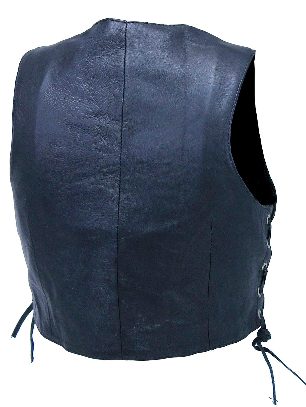 Triple Lace-Up Leather Vest #VL30110LLK ()