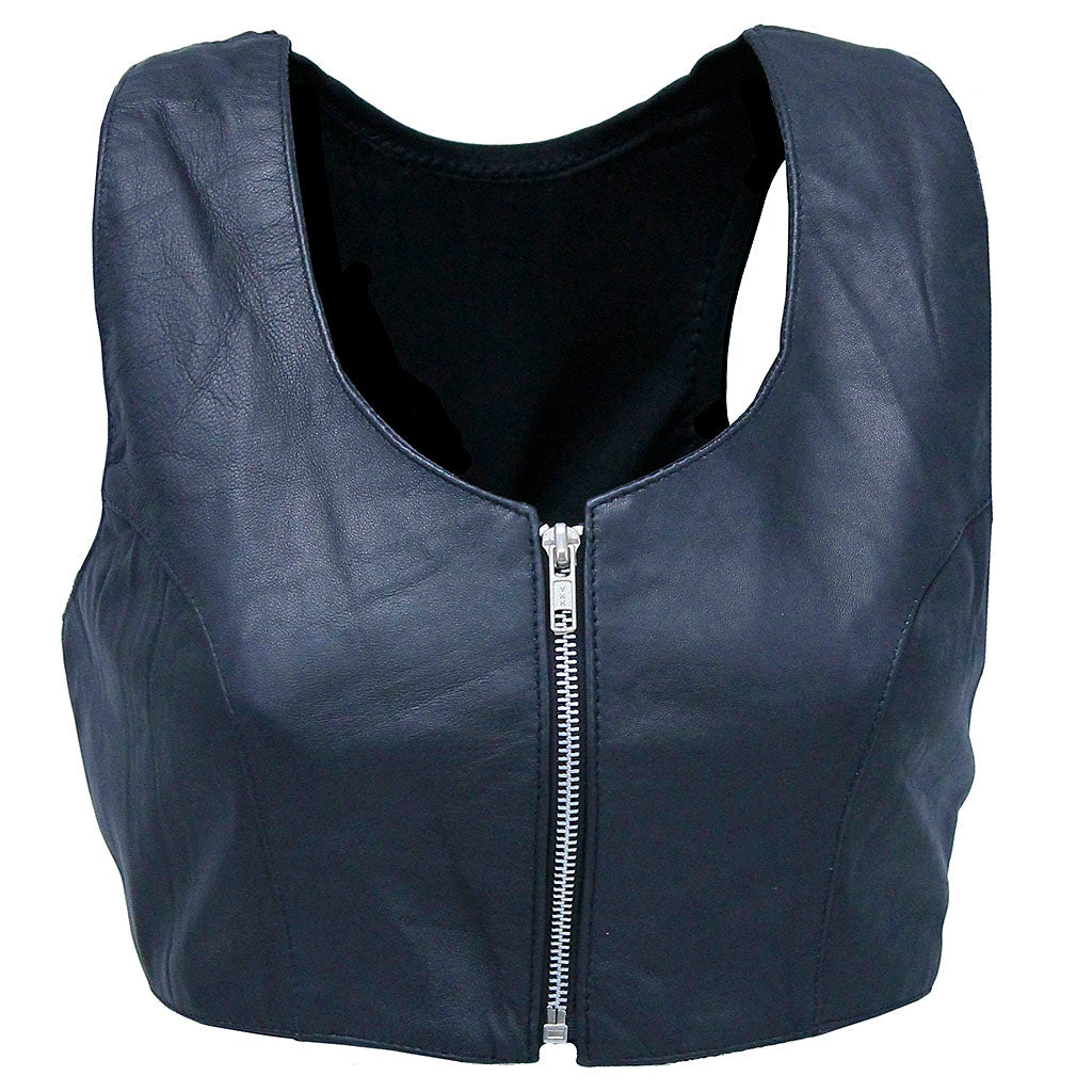 Sport Back Lambskin Leather Top with Zipper #VL3028SPORT (M-2X)