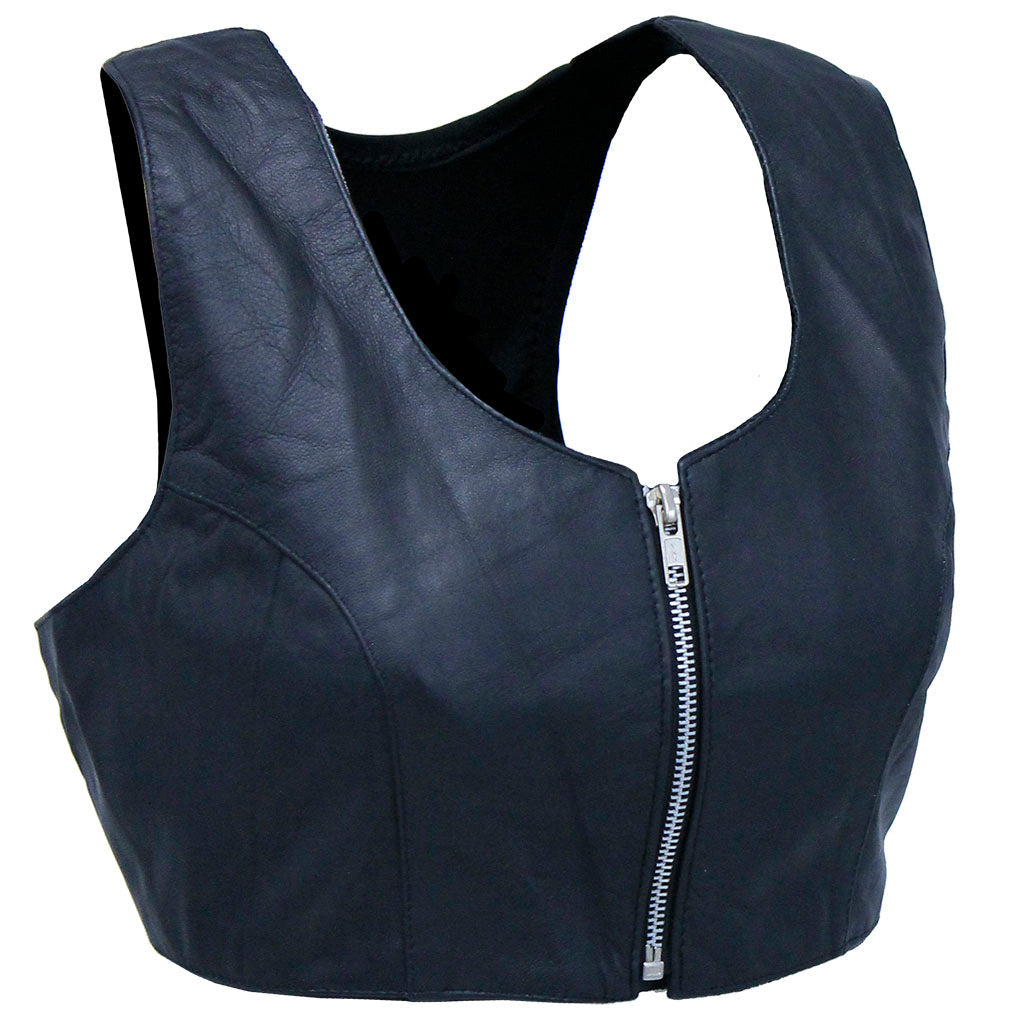 Sport Back Lambskin Leather Top with Zipper #VL3028SPORT (M-2X)